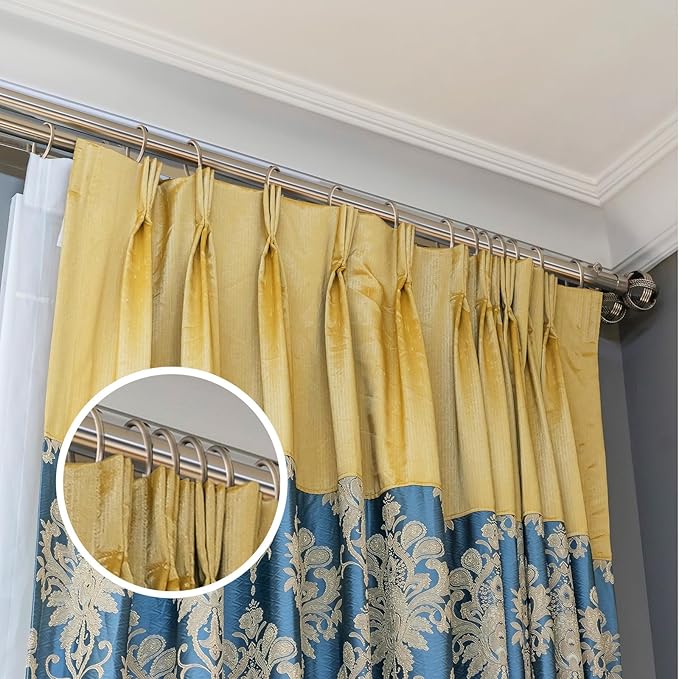 Hotop 60 Pieces 1.65 Inch Metal Drapery Curtain Rings Curtain Hanging Rings and 60 Pieces Metal Curtain Drapery Pin Hooks for Window Door Shower Curtain (Champagne Gold)