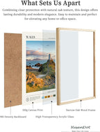 HesenDot Natural OAK Wood Framed Wales Wall Art,12x16in Tŵr Mawr Lighthouse Seascape Canvas Wall Print Posters, Classic Urban Landmark Wall Decor for Living Room, Bedroom, Office Gallery Set of 1