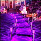 DenicMic Halloween Solar Lights Outdoor 15 Pack Purple LED Waterproof Yard Garden Patio Backyard Pathway Walkway Landscape Lawn Outside Halloween Decorations Outdoor