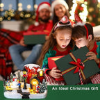 Christmas Village Lighted Musical Collectible Buildings - USB-Powered Santa's Hat House Scene with Snowman, Animated Holiday Figurines, LED Lights & Festive Music for Xmas Decor and Home Decorations