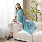 Snuggle Sac Teal Blue Oversized Throw Blankets,Super Soft Warm Cozy Throw Blankets for Couch, Knit Fuzzy Plush Blanket, Heather Teal, 50x70 inches