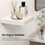 Square Floating Shelves for Wall, 12" W x 12" D x 1.2" H, Small Wooden Wall Mounted Display Shelves with Invisible Brackets for Living Room, Bedroom, Bathroom, Kitchen Decor, Set of 3, White