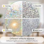 Beautyhero Window Privacy Film, Rainbow Reeded Glass Cling, 3D Decorative Coverings with UV Blocking, Static Cling for Bathroom Doors Cabinet