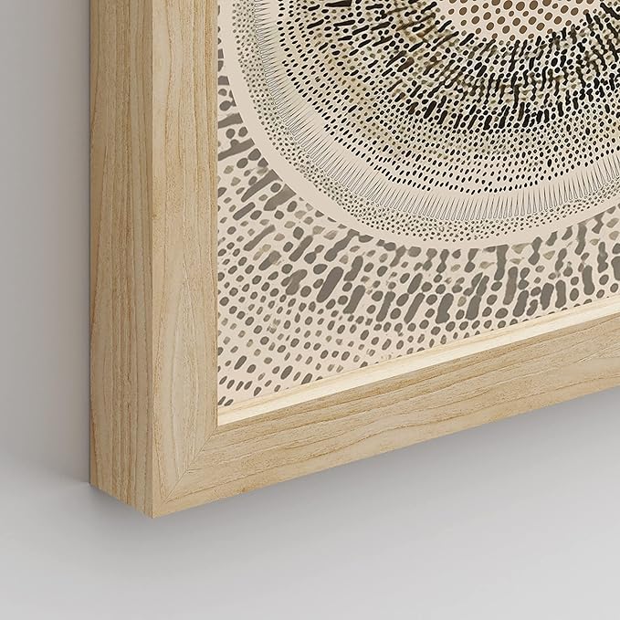 SIGNWIN Framed Art Beige Abstract Geometric Circle Stroke Minimalist Folk Boho Mid-Century Inspired Digital Print Decorative Zen Bedroom Relax Multicolor - 12"x16"x4 Natural