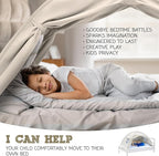 Beige Twin Bed Tent for Kids Indoor Fort - Magical Dream Tents for Boys Pop Up Toddler Bed Canopy for Girls Bunk Bed Tent for Top Bunk - Sensory Sleep Pod for Kids Educational