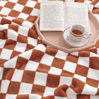 LOMAO Throw Blankets Flannel Blanket with Checkerboard Grid Pattern Soft Throw Blanket for Couch, Bed, Sofa Luxurious Warm and Cozy for All Seasons (Maple Brown, 90"x110")