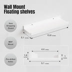 RICHER HOUSE 5 Set White Floating Shelves, Wall Mounted Shelves for Wall Decor, Modern Picture Ledge Shelf with Lip for Wall Storage Nursery, Bedroom, Living Room, Bathroom - White