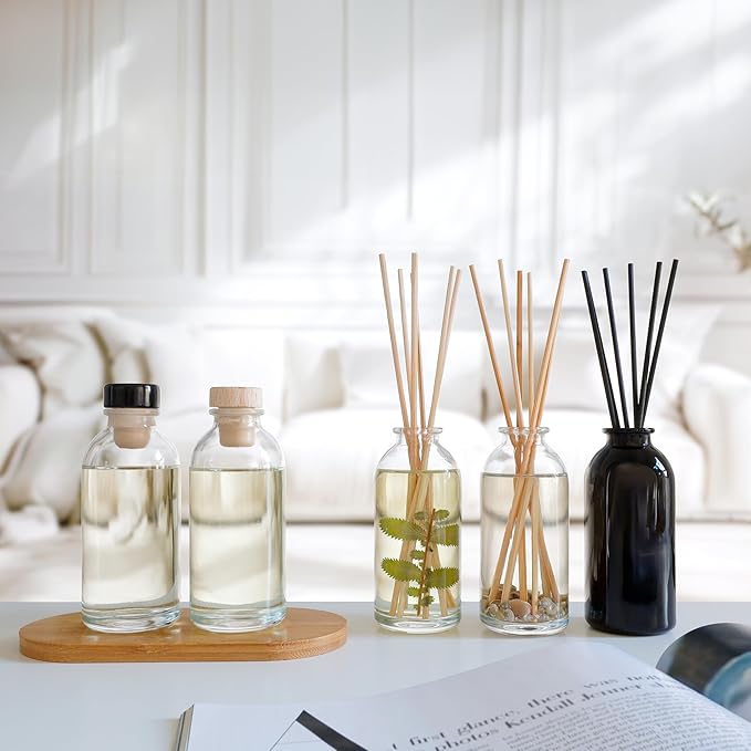 Urban Naturals Sensual Amber Blossoms Reed Diffuser Set | Made with Essential Oils & Real Botanicals | Sweet Amber, Night Blooming Jasmine, Sandalwood, Bergamot, Vanilla & Musk | Made in The USA