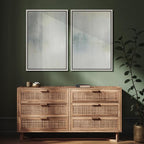 SIGNFORD Framed Canvas Print Wall Art Set Soft Gray and Blue Abstract Neutral Illustration Modern Art Decorative Nordic Nature for Living Room, Bedroom, Office - 24"x36"x2 White