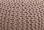 FRELISH DECOR Round Pouf Ottoman Hand Knitted 100% Cotton Pouf Foot Stool - Knitted Bean Bag - Floor Chair for Living Room Bedroom - Foot Rest for Couch (20 Diameter x 14 Height) - Taupe