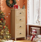 4 Drawer Dresser for Bedroom 36.81''Tall Modern Chest of Drawers with Fluted Panel Wood Storage Dresser Organizer with Deep Drawers for Nursery Living Room Hallway (1, Wood Color)