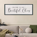 comurdyo Welcome To Our Beautiful Chaos Wall Decor Art 40"X15" for Home Entryway Sign Large Wood Framed Wall Hanging (Black)
