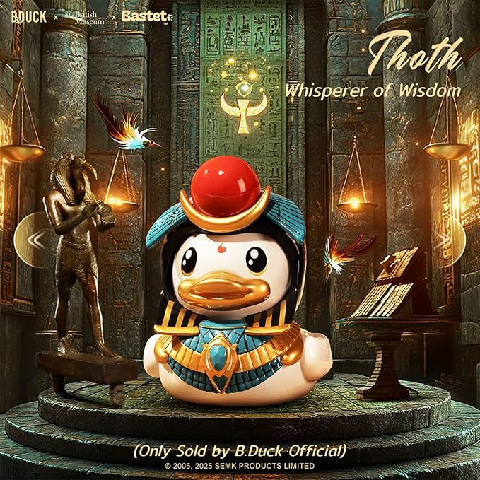 B.Duck x British Museum Blind Box, Egyptian God Collectible Duck Figurines Series,Home Decorations, Holiday Birthday Gifts (B.Duck x Bastet Series, Whole Set (6 Item))