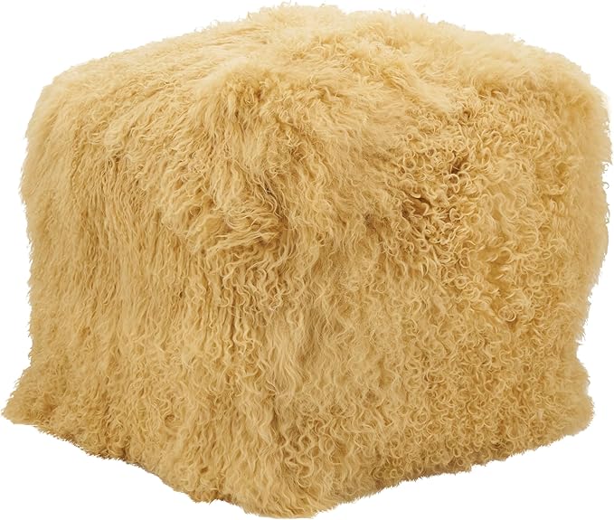 SARO LIFESTYLE Mongolian Lamb Fur Wool Pouf