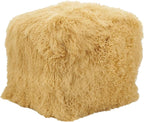 SARO LIFESTYLE Mongolian Lamb Fur Wool Pouf