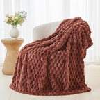 NEWCOSPLAY Super Soft Throw Blanket Coffee Premium Silky Flannel Fleece 3D Clouds Stylish Jacquard Lightweight Bed Blanket All Season Use 350GSM (Coffee, Throw(50"x60"))