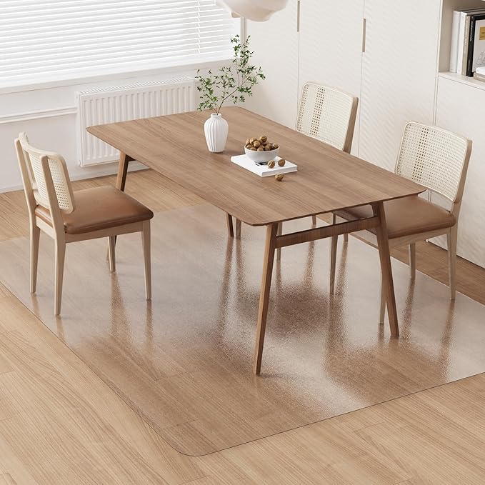 Clear Plastic Floor Mat for Under Dining Table, 5'×7' Large No Slip Waterproof Vinyl Area Rug for Home, Anti-Spill Hard Floor Protector Cover for Living Room, Splat Mat for Under High Chair