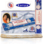 Satya Nag Champa Incense Sticks, Satya sai Baba Insenses 15gmx12 Pack with Raajsee Incense Holder Bundle, Satya Nag Champa Natural Incense 180 gm