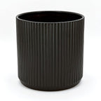 Amazon Basics Fluted Ceramic Round Planter, 10-inch, Black