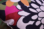 Black Daisy Floral Pillow Cover Flower Pillowcase Outdoor Suzani Accent Cushion Traditional Chair Cushions Hand Embroidered Wool Size - 18x18