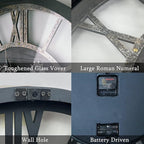 36 Inch Moving Gear Wall Clock, Oversized Wall Clocks, Clock Living Room Decor, Solid Wood Frame, Battery Operated, Large Wall Clock with Steampunk Industrial for Fireplace(Black)