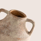 Mitt&Ditt Ceramic Flower Vase with Handles, 8 inch Tall Off-White Vase, Decorative Terracotta Vases, Farmhouse Rustic Pottery Vases for Home Decor, Living Room, Table