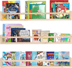 AZSKY Natural Wood Nursery Shelves Floating Wall Book Shelves Nursery Kids Baby Toddler Room Décor 36 in Bookshelf for Toy Picture Display a Set of 3 Same Sizes