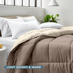 Bare Home Queen Comforter - Reversible Colors - Goose Down Alternative - Ultra-Soft - Premium 1800 Series - All Season Warmth - Bedding Comforter (Queen, Taupe/Sand)