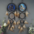 Remorelt Wolf Eagle Bear Dream Catcher Bedroom Wall Decor, Christmas Home Decoration, Room Accessory, White Moon Feather Decoration - Unique Home Craft Wall Pendant (DC26 6Inch Set 2 Eagle Bear)