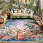 LIVEBOX Jungle Rugs 5x7 Kids Rugs for Bedroom Girls, Soft Lavender Rug for Nursery Baby Room, Non-Slip Girls Bedroom Rug, Machine Washable Purple Modern Dining Room Floor Carpet