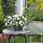 Artificial Impatiens Bouquet Flowers for Outdoors Silk Faux Flowers for Outdoor Impatiens Plants Decor Indoor Planters Kitchen Planters and Balcony Decorations 2PCS (White)