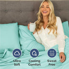 Cal King Size 4 Piece Sheet Set - Comfy Breathable & Cooling Bed Sheets Set - Hotel Luxury Bedding for Women, Men, Kids, Teens, Boys & Girls - Deep Pockets, Soft, Wrinkle Free - Oeko-Tex - Spa Blue