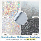 DOWELL Window Privacy Film Rainbow Film, Stained Glass Decorative Sticker, Static Cling Non-Adhesive Glass Clings, Sun Blocking Heat Control Window Coverings for Home Door, 17.5" x 118.1"