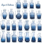 24Pcs Blue Glass Bud Vases Set, Small Vases for Flowers, Perfect for Centerpieces at Parties, Baby Showers, Weddings, Events, Graduation Season, Great Gifts for Office & Home Décor