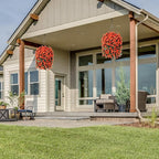 Artificial Fake Fall Hanging Flowers Plants Baskets for Autumn Outdoor Outside, Faux Silk Orange Orchid in Planter UV Resistant for Home Porch Garden Yard Patio Decor