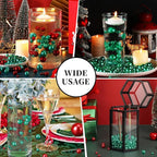 200PCS Green Faux Pearls Beads for Centerpiece Vases, Vase Filler Faux Pearls, No Holes Filler Beads for Party Anniversary Birthday Wedding Table Decor, 10/14/20/30mm