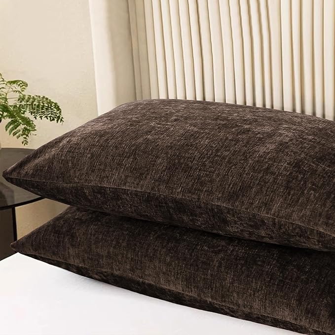 CaliTime Throw Pillow Covers Decorative 20 X 26 Inches Pack of 2 Cozy Chenille Standard Pillow Shams Cases for Couch Sofa Bed Living Room Home Coffee