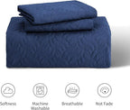 Love's cabin Quilts for Queen Bed Navy Blue Bedspreads - Soft Bed Summer Lightweight Bedspread Comforter - Modern Style Wave Pattern Coverlet for All Season - 3 Pieces (1 Quilt, 2 Pillow Shams)