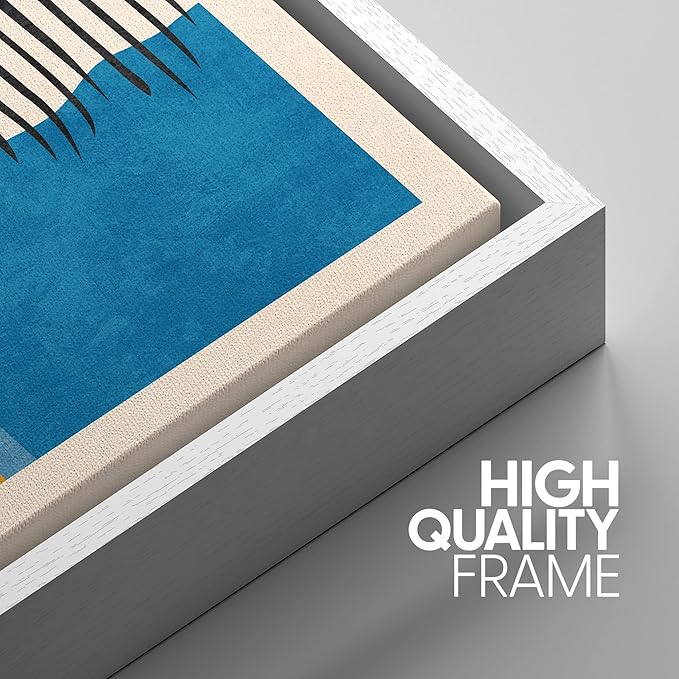 SIGNWIN Framed Canvas Print Wall Art Set Mid-Century Vibrant Color Block Collage Abstract Geometric Illustrations Graffiti & Street Art Modern Art for Living Room, Bedroom, Office - 24"x36"x3 White