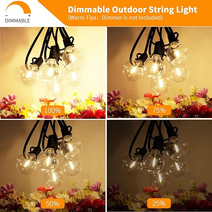 Svater Outdoor String Lights 300 FT, Patio Lights Outside with 156 G40 Shatterproof LED Bulbs, Waterproof Hanging Globe Lighting for Bistro Backyard Cafe Market, Warm White 2700K（3 x 100 FT）