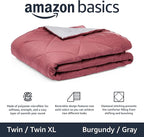 Amazon Basics Twin/Twin XL Reversible Comforter Lightweight Microfiber All Season Blanket, Burgundy/Grey
