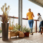 Worth Garden 2-Pack 25" H. Metal Planter with 2X Inside Pots - Hand-Hammered Texture Tall Cone Plant Pots - Large Handcrafted Black Flower Pot for Indoor Outdoor, Deck, Patio, Front Porch (Bronze)