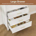 Kitchen Pantry Cabinet, 75" Tall Pantry Cabinet with Three Drawers, Freestanding Food Cupboard with Doors and Shelves, Metal Storage Cabinets for Dining, Living Room, White, Assembly Required