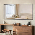 Black Bathroom Mirror for Wall, 55x30 Inch Rectangle Mirrors with Metal Frame, Modern Vanity Wall Mirror Decor for Bathroom Living Room, Entryway Hangs Horizontal or Vertical