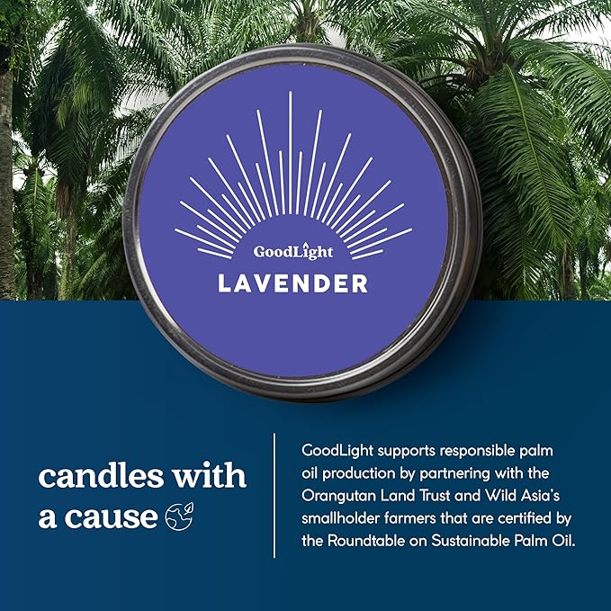GoodLight Paraffin-Free Scented Candle, Clean Burning Non-Toxic Tin Candles, Lavender Essential Oil Scented Travel Candle 6oz