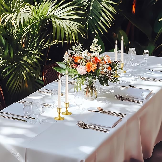 Vintage Brass Gold Taper Candle Holders, Set of 24, Metal Taper Candlestick Holder for Dinner Room Table Centerpiece, Wedding Reception, Festive,Mantel Decoration, Home Decor