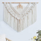 Achart Macrame Wall Hanging Large- Boho Wall Decor- large wall art- Wall Decor Living Room- Macrame Tapestry Boho Decor for Bedroom (Leaf &Wood Bead)