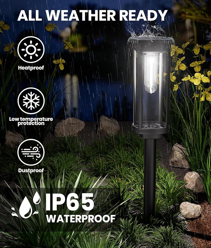 8 Pack Solar Pathway Lights Outdoor,Super Brightness IP65 Waterproof Auto On/Off Solar Path Lights, Garden Solar Powered Landscape Lighting for Outside Yard Garden Driveway Walkway Decor