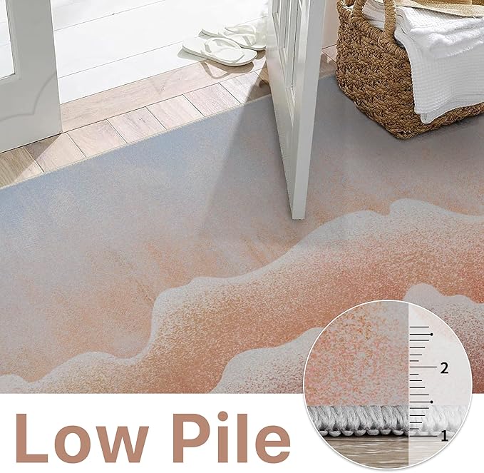 Area Rugs 8x10 for Living Room Bedroom, Modern Abstract Machine Washable Rug, Large Soft Low Pile Floor Cover with Non Slip Backing for Dining Room, Coral Pink