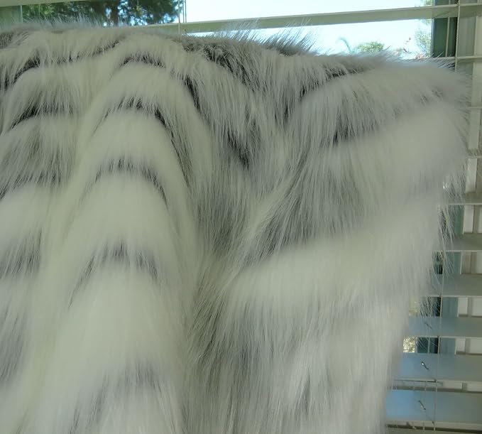 White Fox Faux Fur Throw Blanket & Bedspread - True White Gray - Luxury Soft Faux Fur, Handmade in USA, 16483